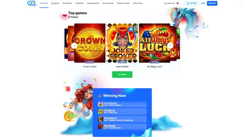 IceCasino zrzut ekranu kasyna online